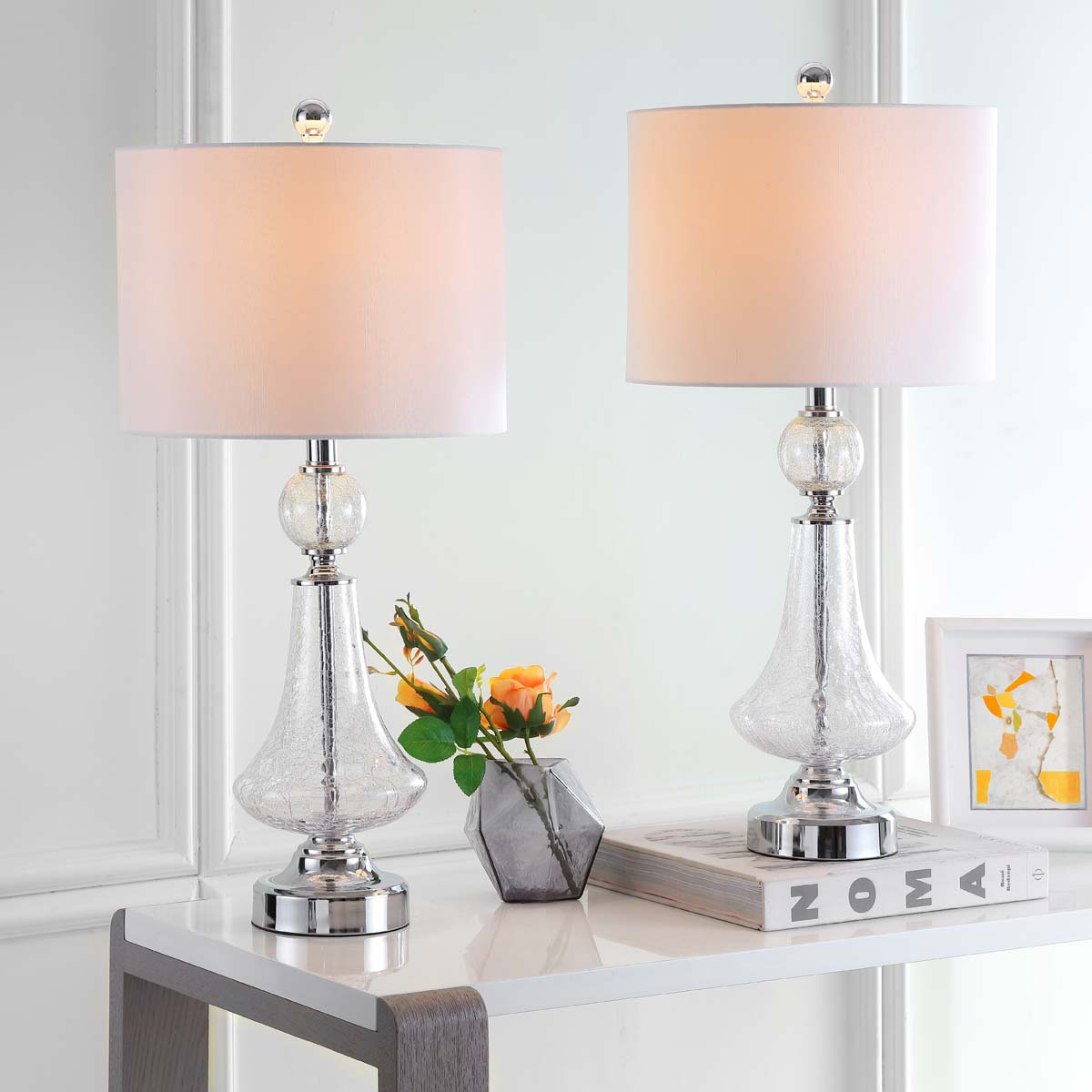 25.5 Inch H Crackle Glass Table Lamp (Set of 2) | Safavieh - LIT4047
